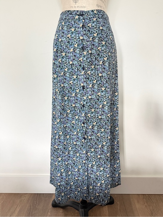 Paul Harris Design Dresses & Skirts - Vintage Blue Floral Maxi Skirt Full Button Front with Elastic Waist